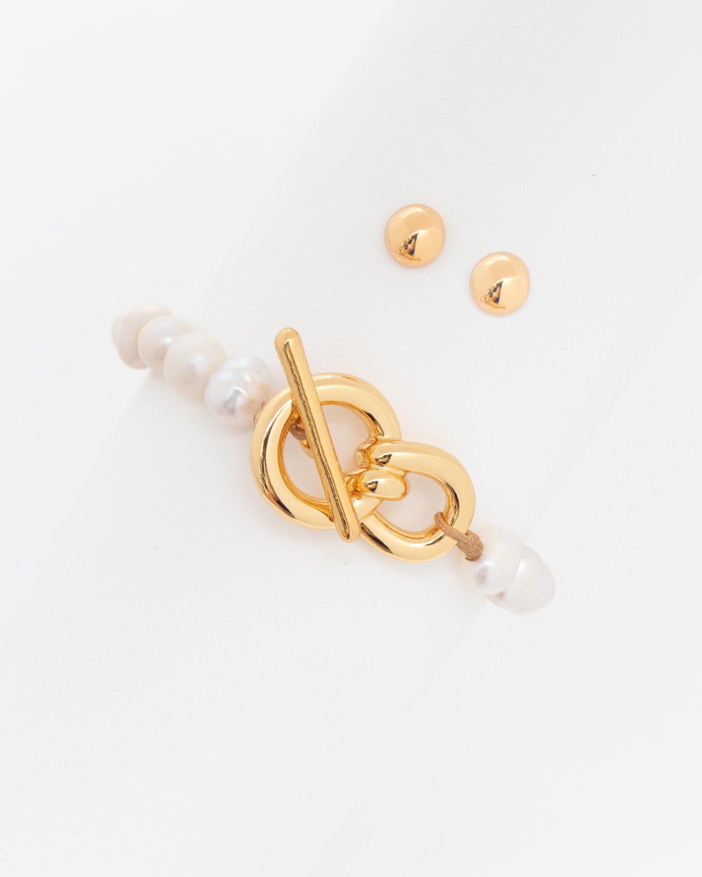 Pulsera Perla Eslabón Lazo Maxi + Aretes