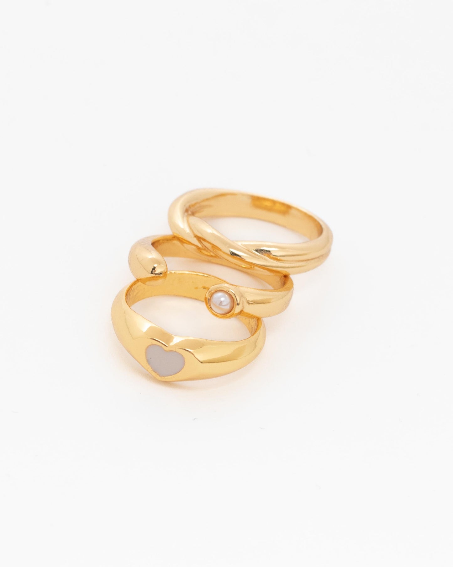 Set X3 Anillos Perlas Lazo