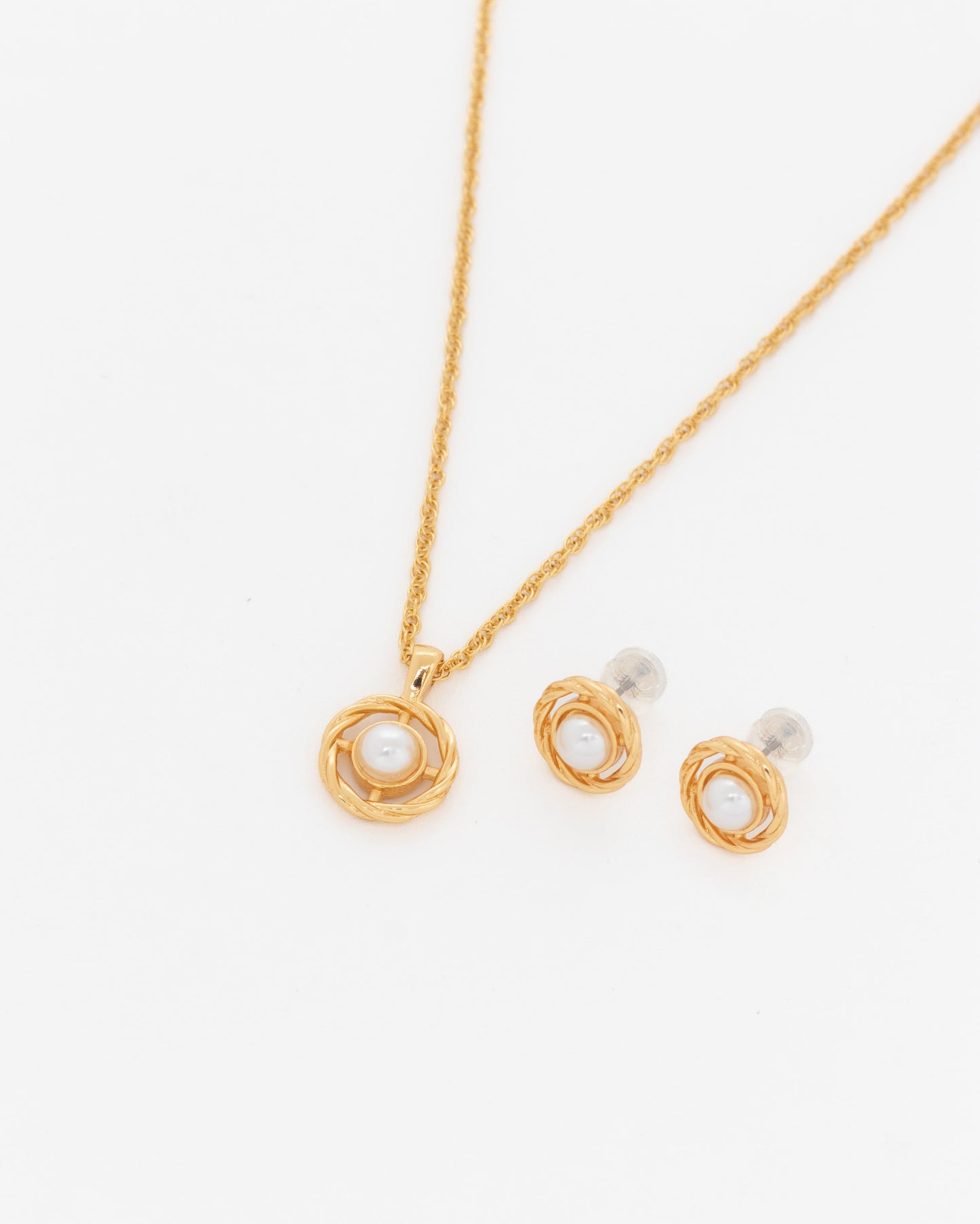 Set Collar + Aretes Lazo Perla