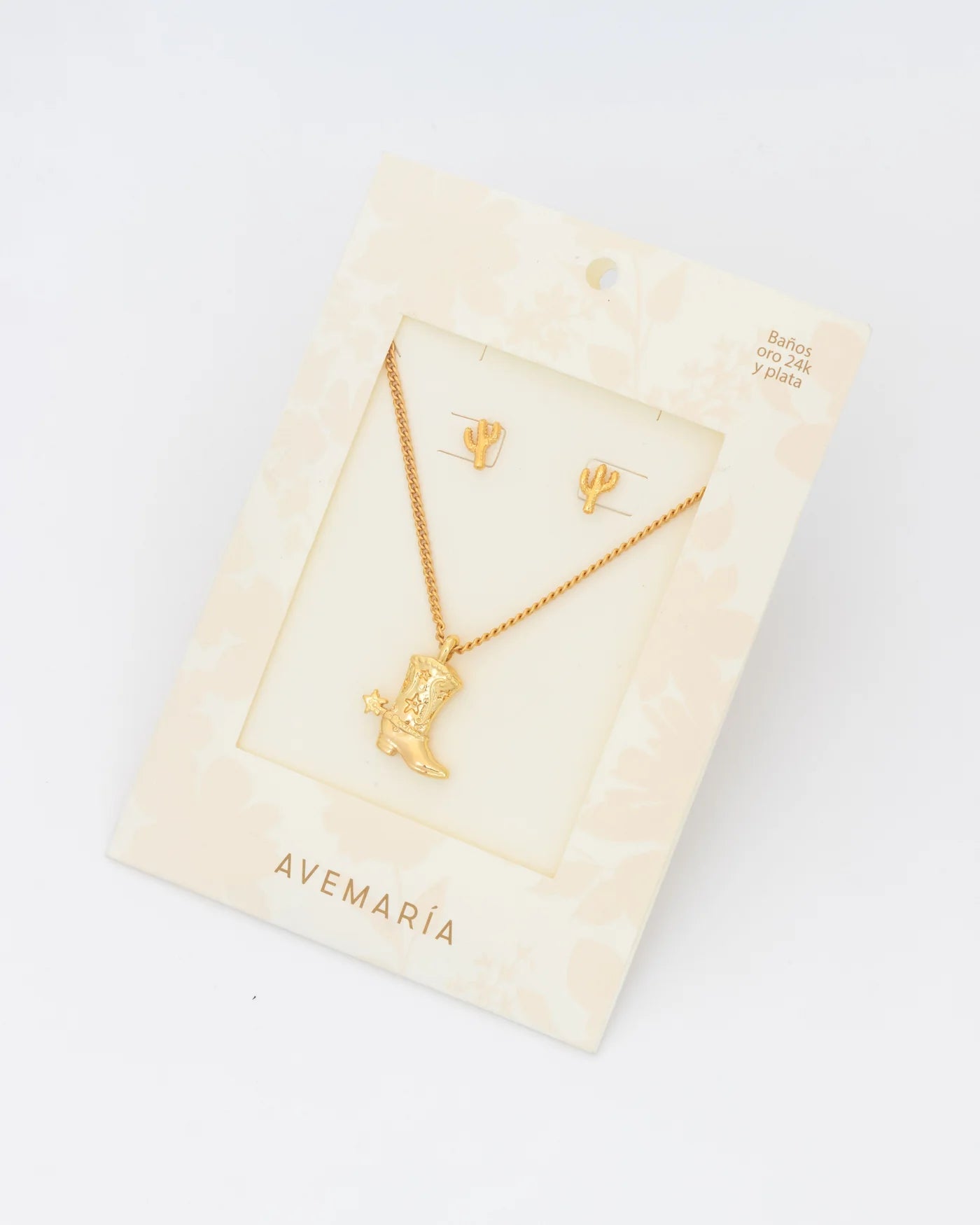 Set Collar Bota + Aretes Cactus