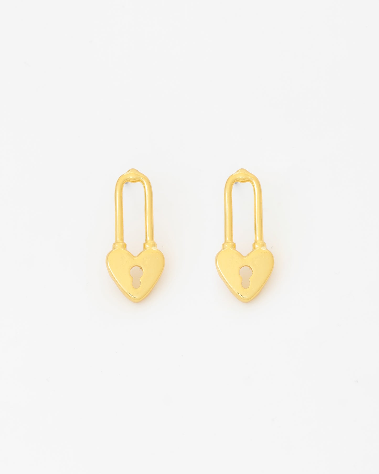 Aretes Candado Corazón Oro