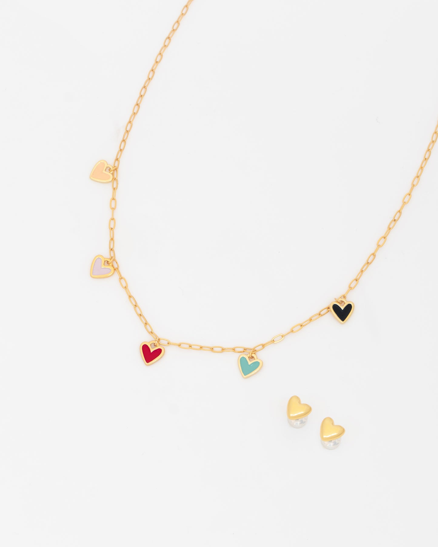 Cadena Multi Corazones + Aretes