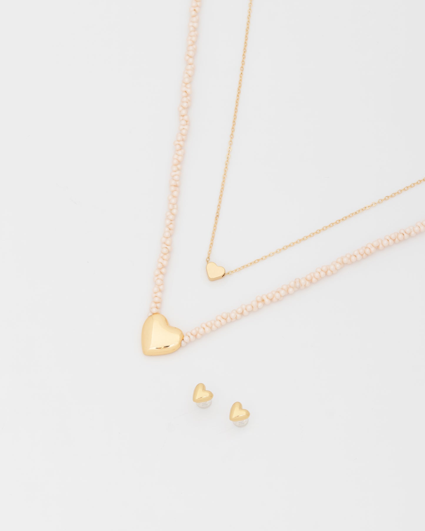 X2 Collares corazón + Aretes