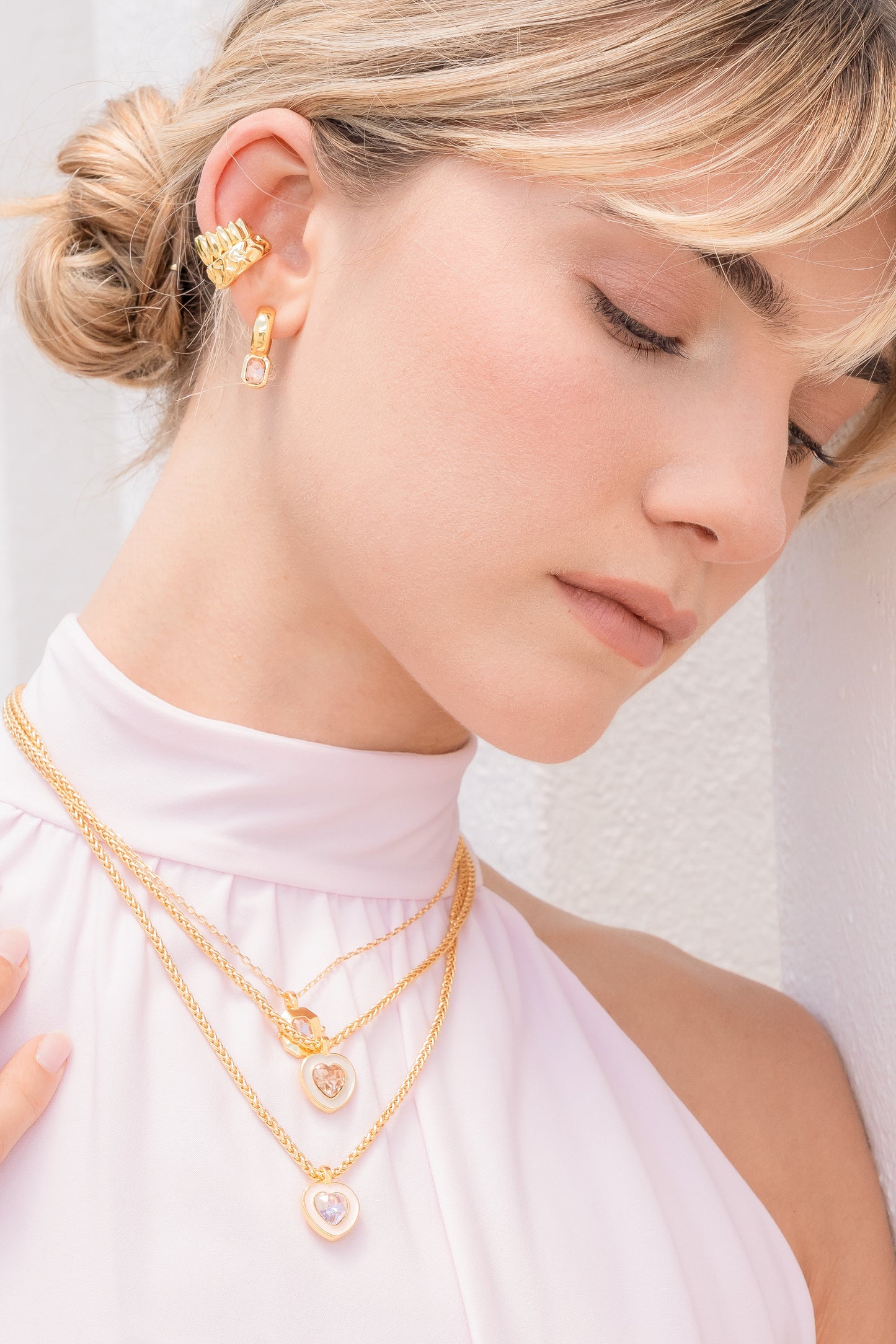 Collar Corazón Cristal Palo Rosa