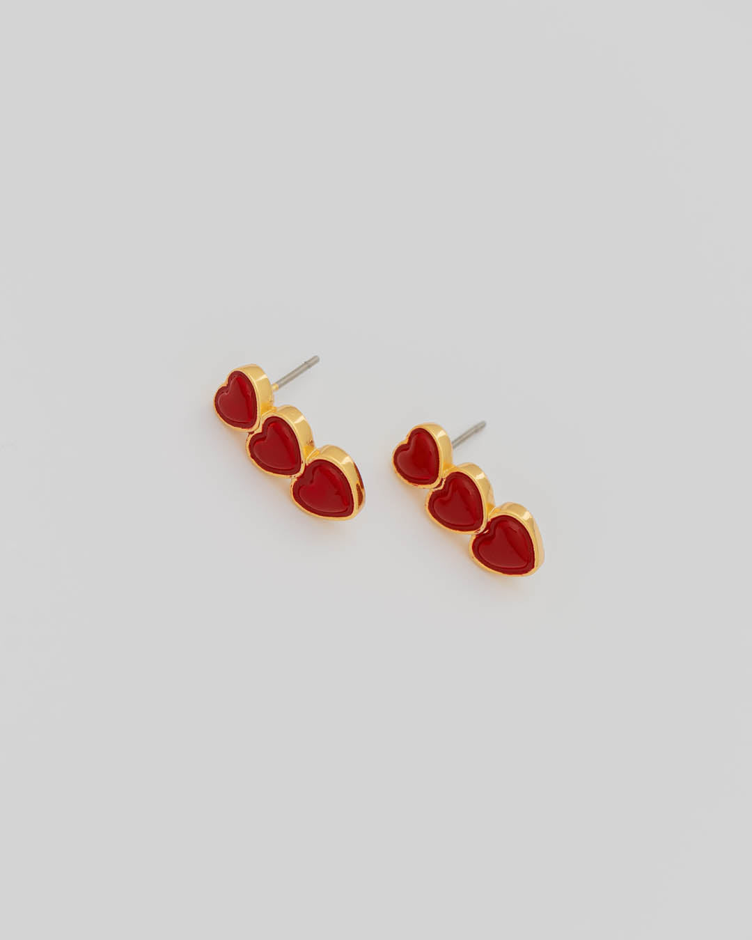 Aretes Corazón Trio Rojo