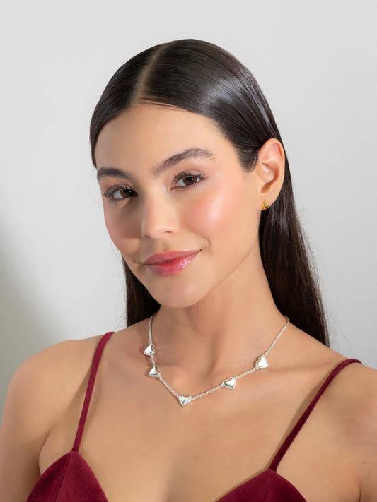 Collar Multi Corazones Plata