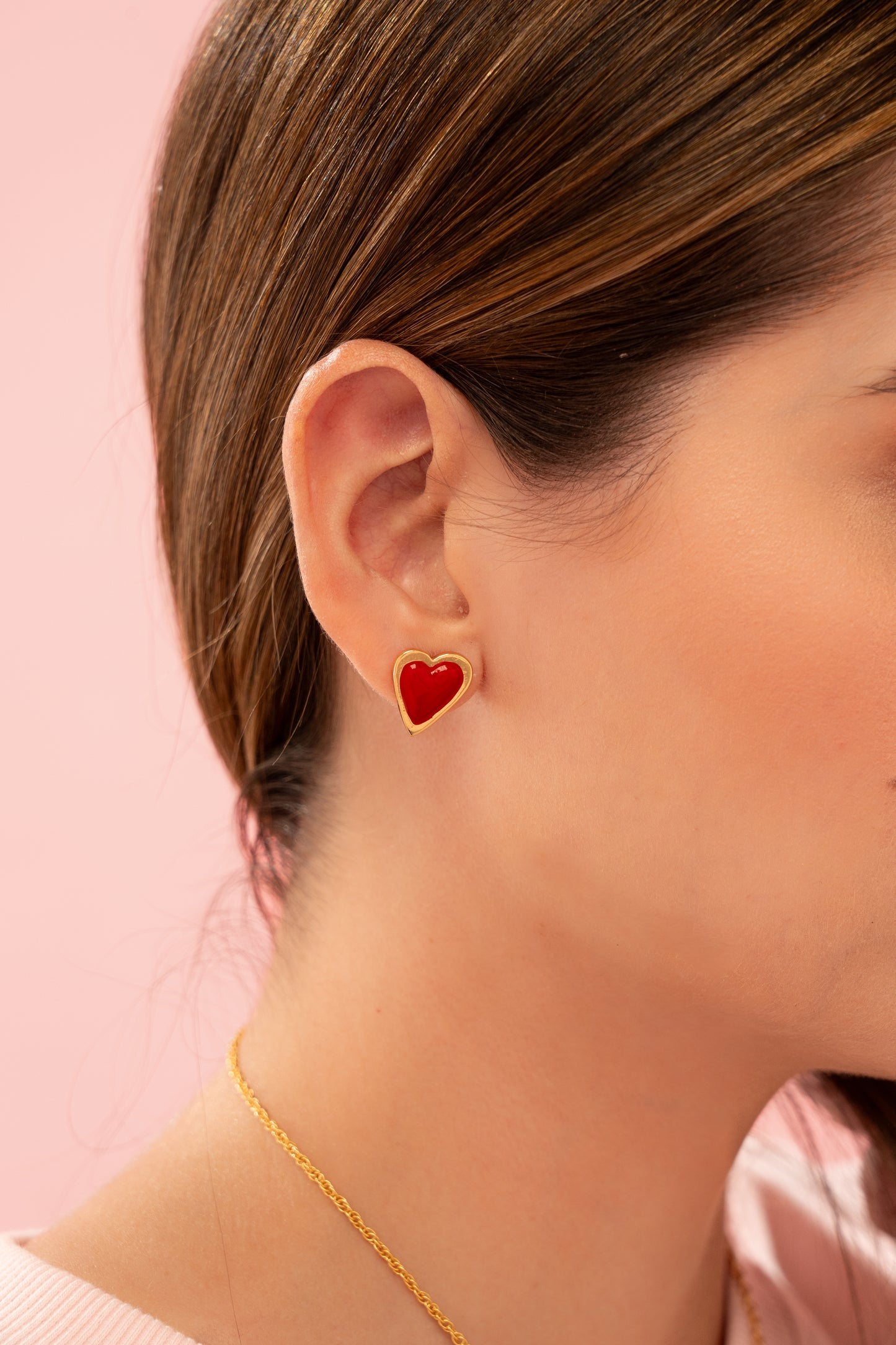 Aretes corazón rojo pequeños