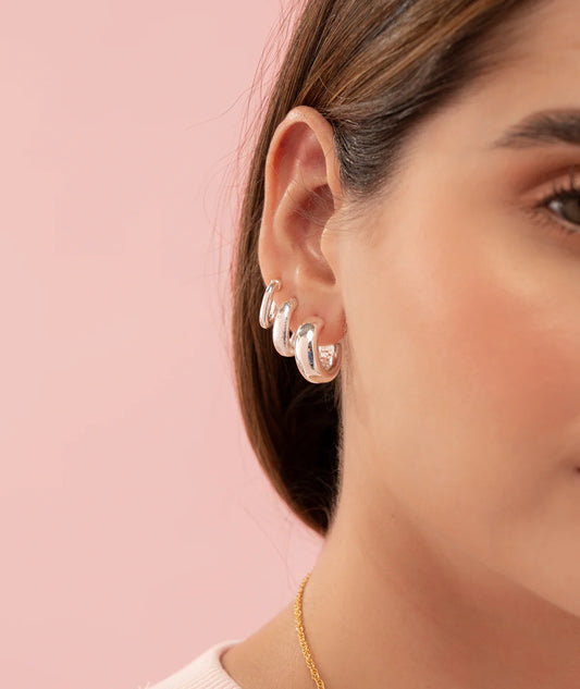 Set Argollas Ovalo Silver