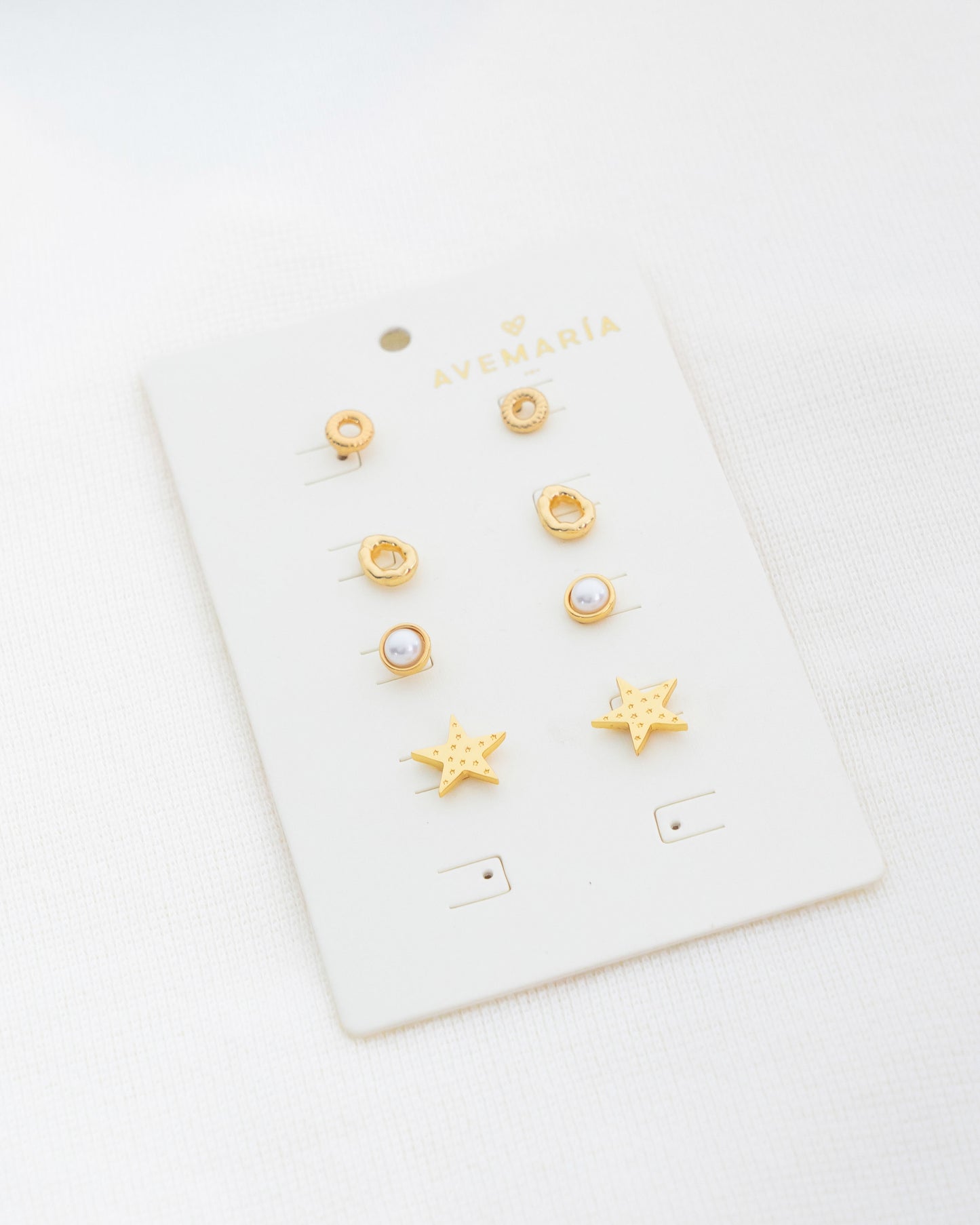 Set X4 Aretes Estrella Perla