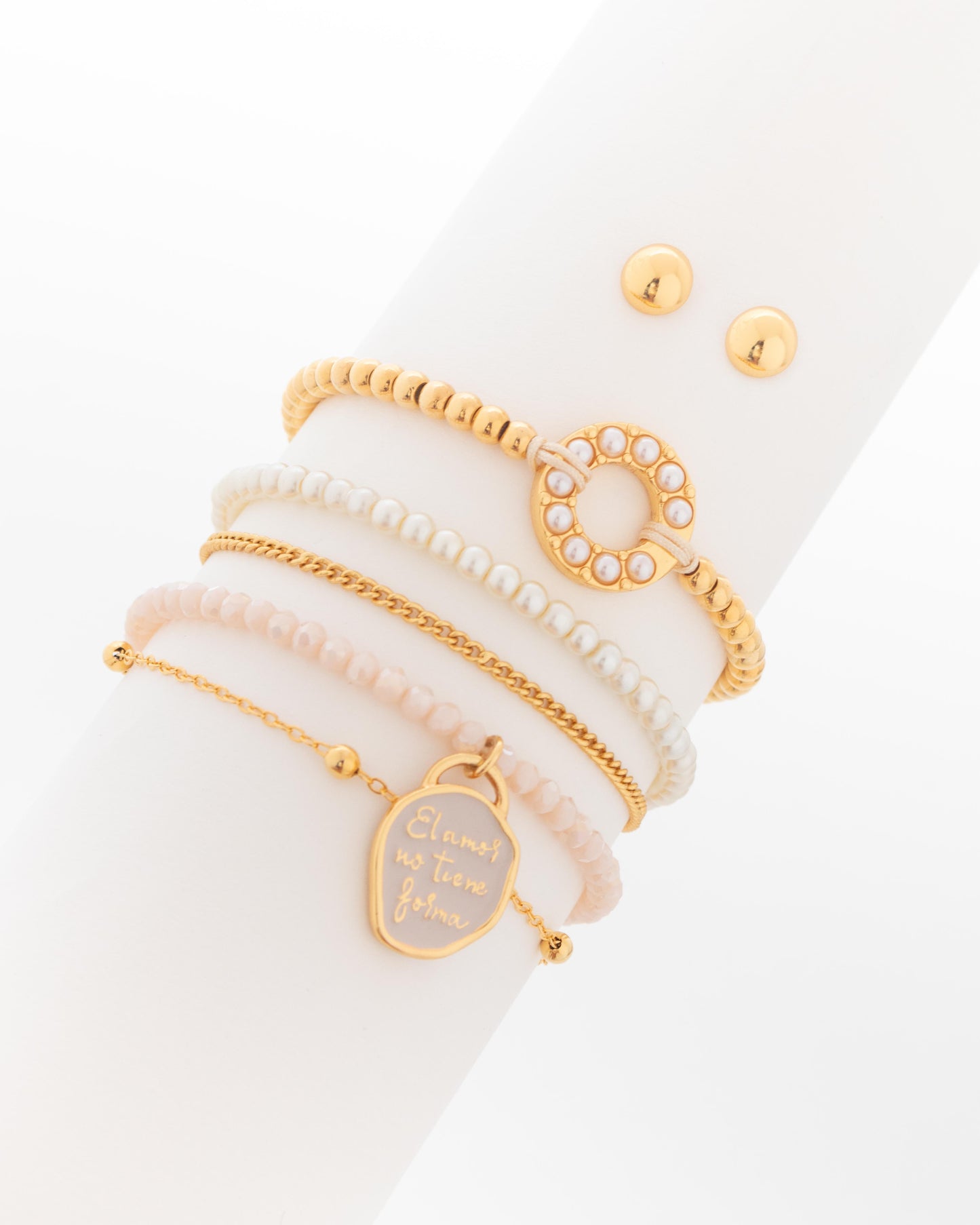 Set X3 Pulseras El Amor No Tiene Forma + Aretes
