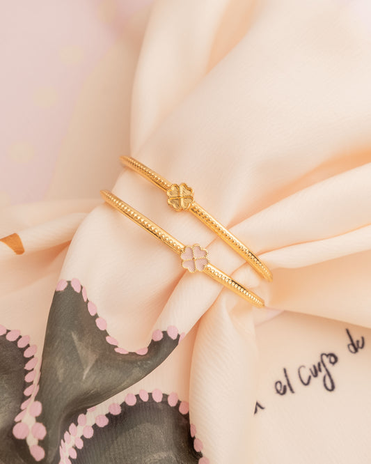Brazalete Trebol Blanco y Rosa