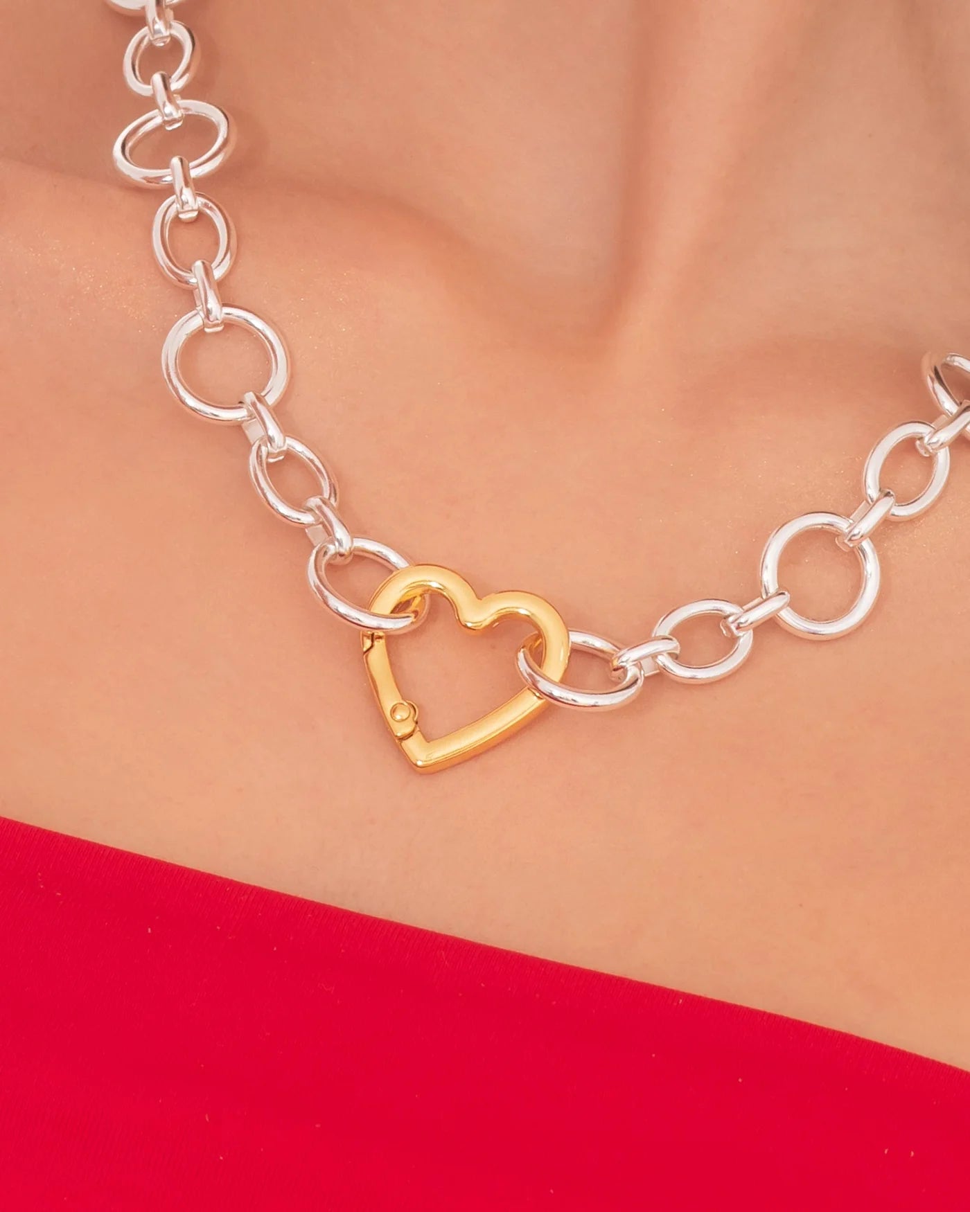 Collar Broche Corazón Silver/ Gold