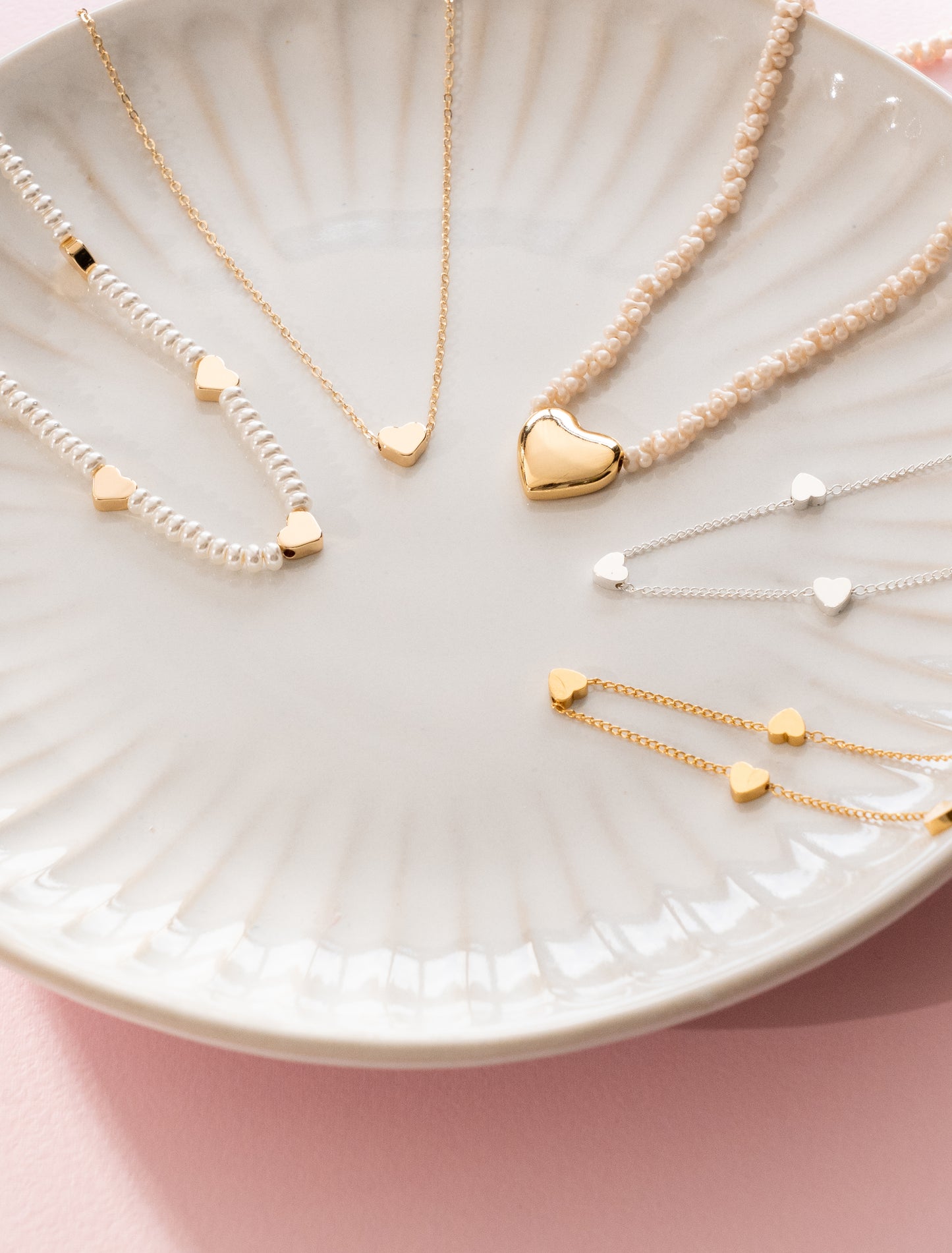 Choker Mini Corazón + Aretes Plata I Dorado