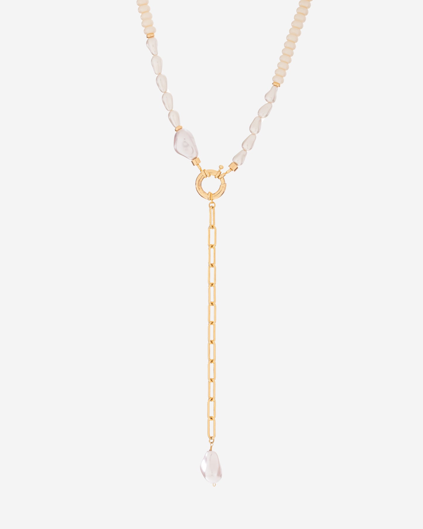 Collar Corbatín Perla + Aretes