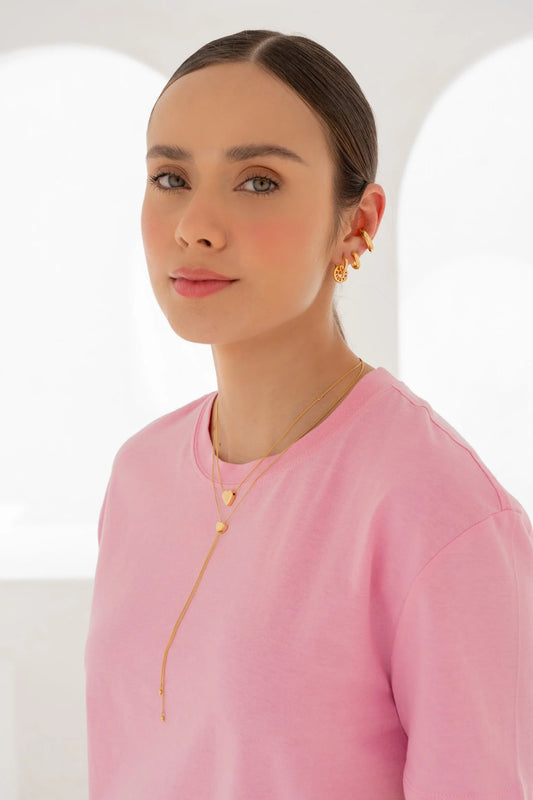 Set Collar Corbatín + Aretes Corazón By Jose y Cami