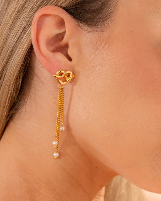 Aretes Corazón Lazo Perla