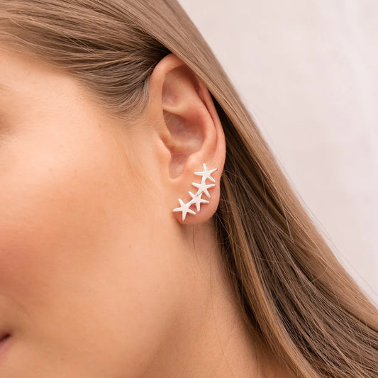 Aretes multi estrella Silver y Dorado