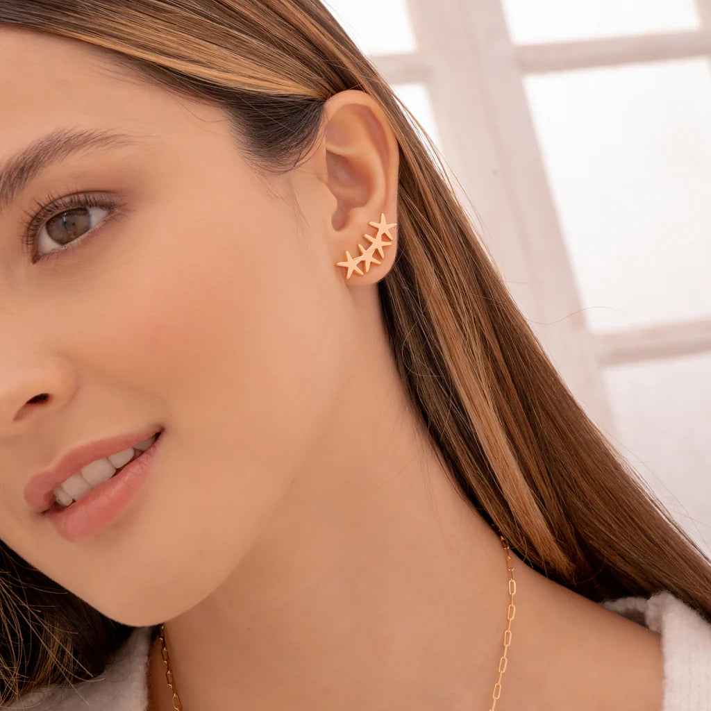 Aretes multi estrella Silver y Dorado