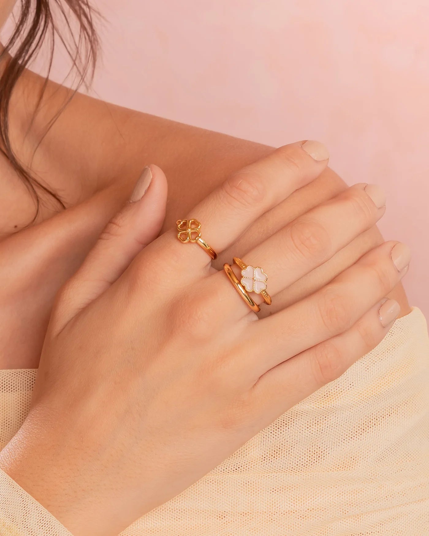 Set X3 Anillos Trebol