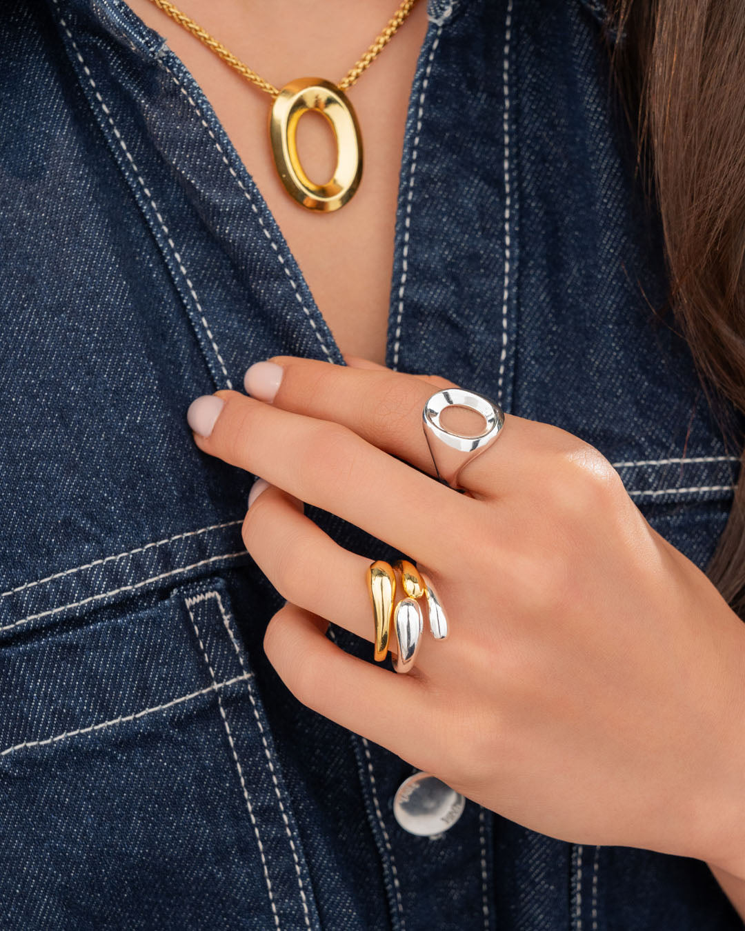 Anillo Ovalo Oro Talla 7
