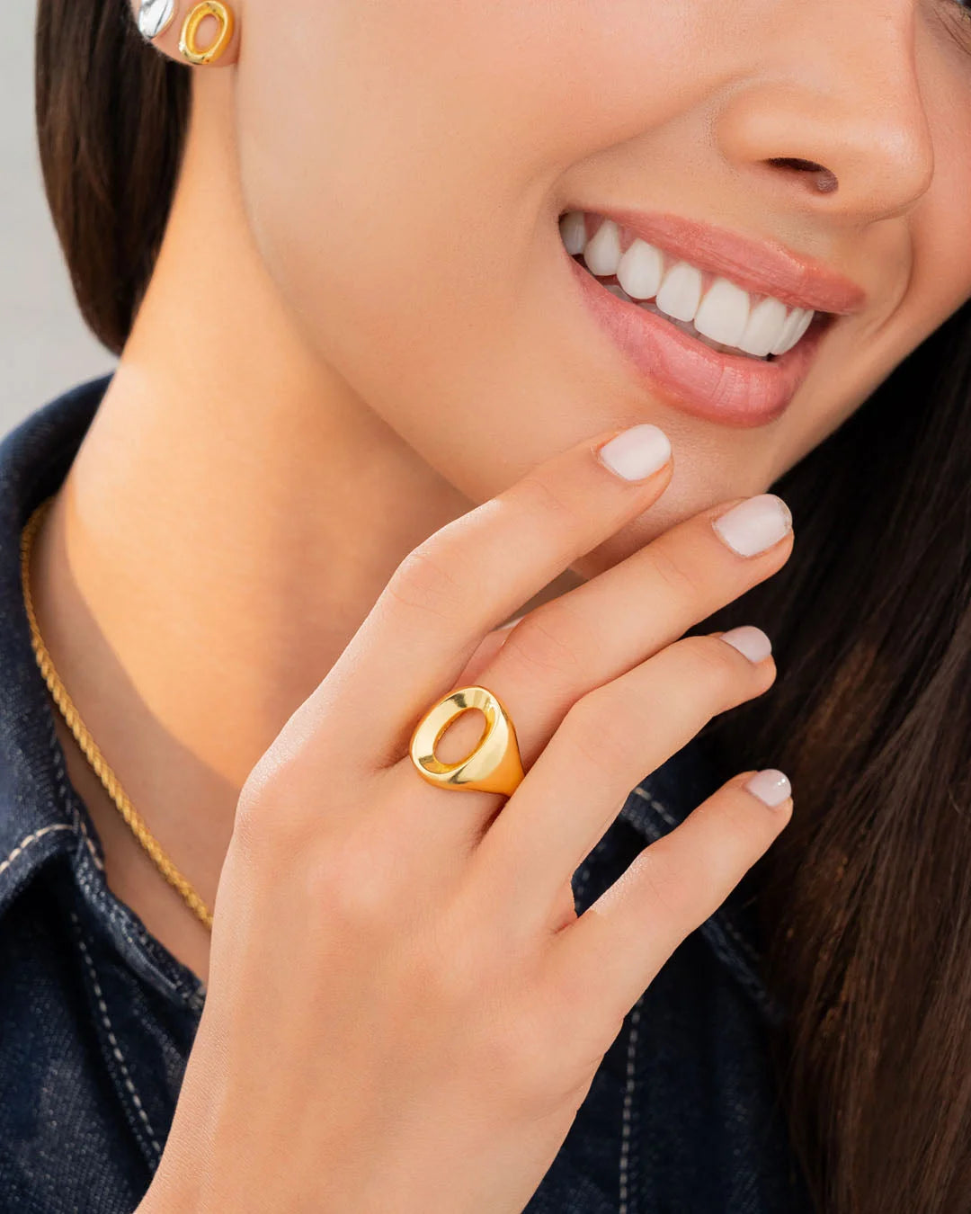 Anillo Ovalo Oro Talla 7