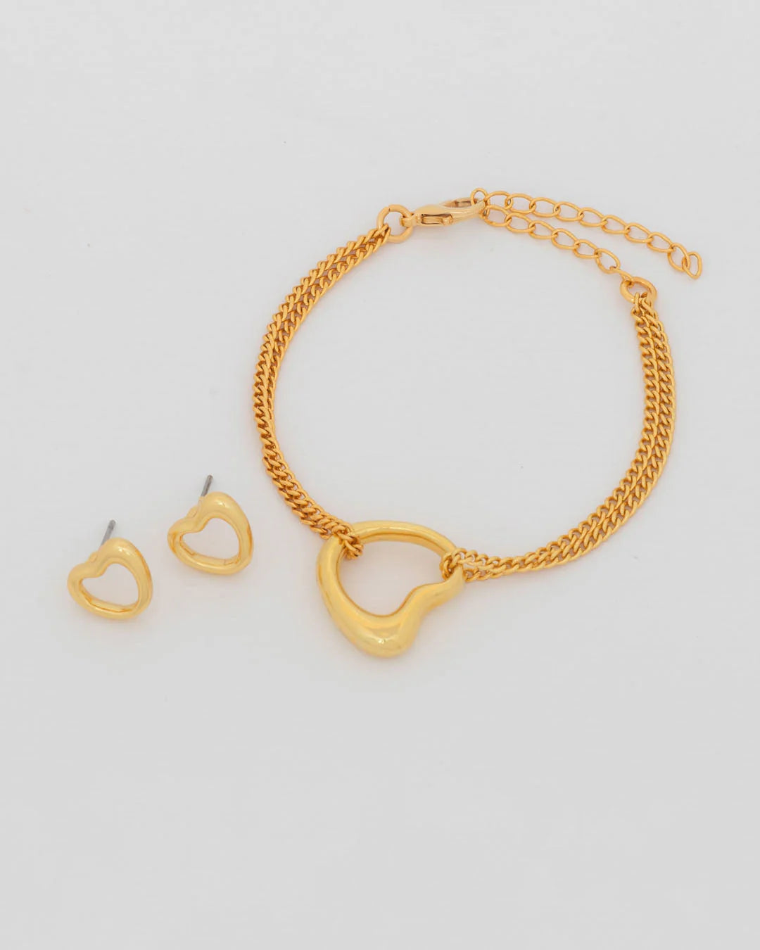 Pulsera + Aretes Corazón Amorfo