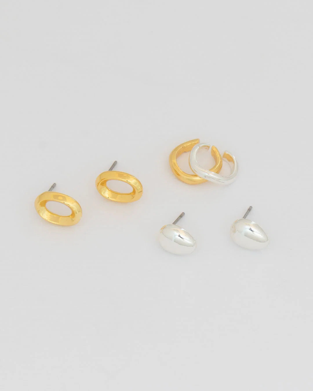 Set x 4 Aretes Ovalo Mix Metales