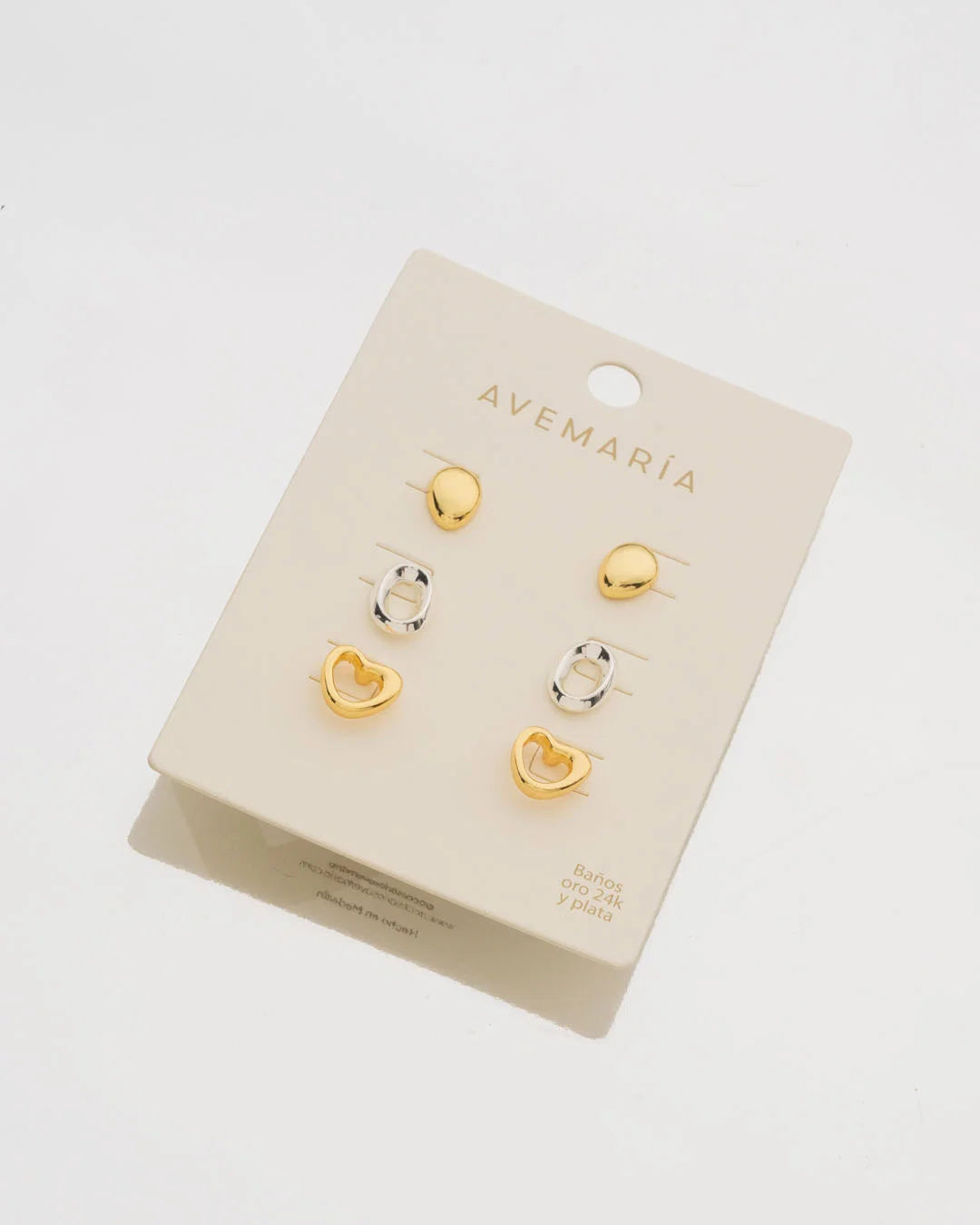 Set x 3 Aretes Ovalos y Corazon