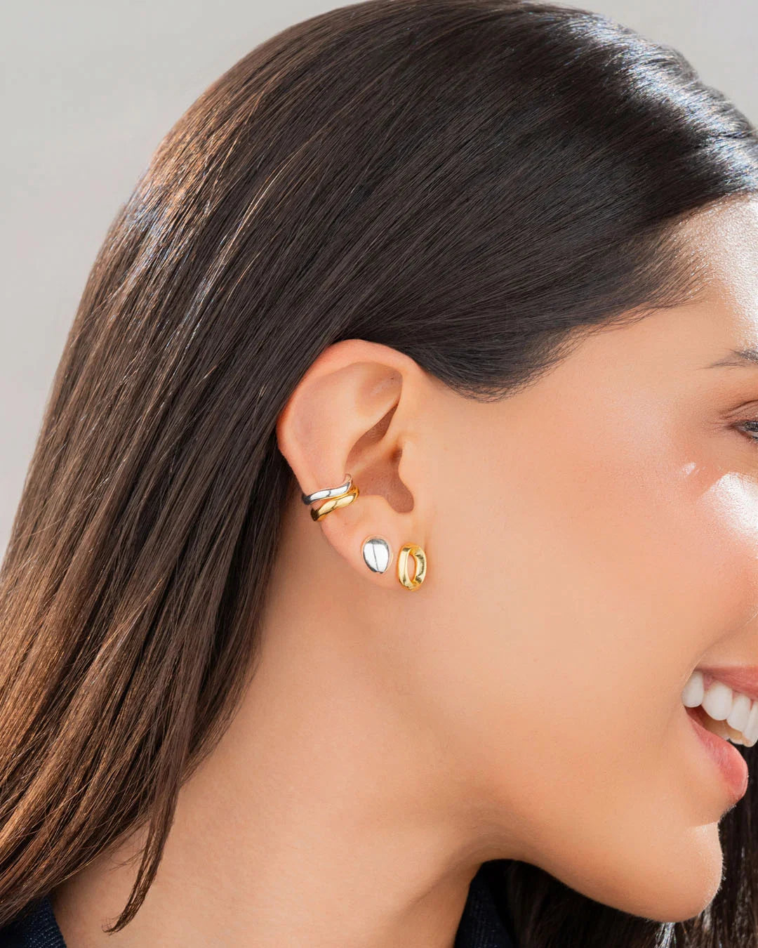 Set x 4 Aretes Ovalo Mix Metales