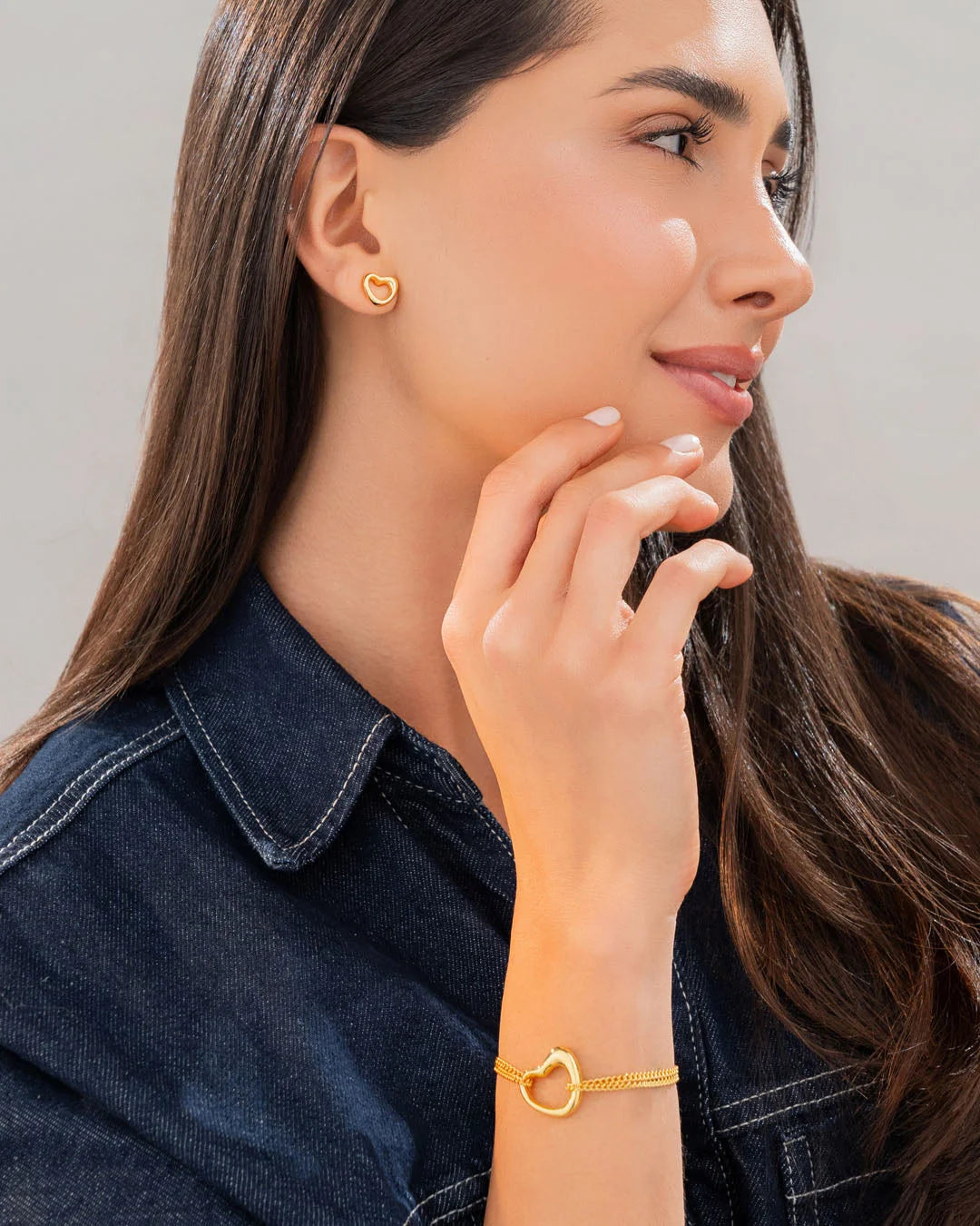Pulsera + Aretes Corazón Amorfo