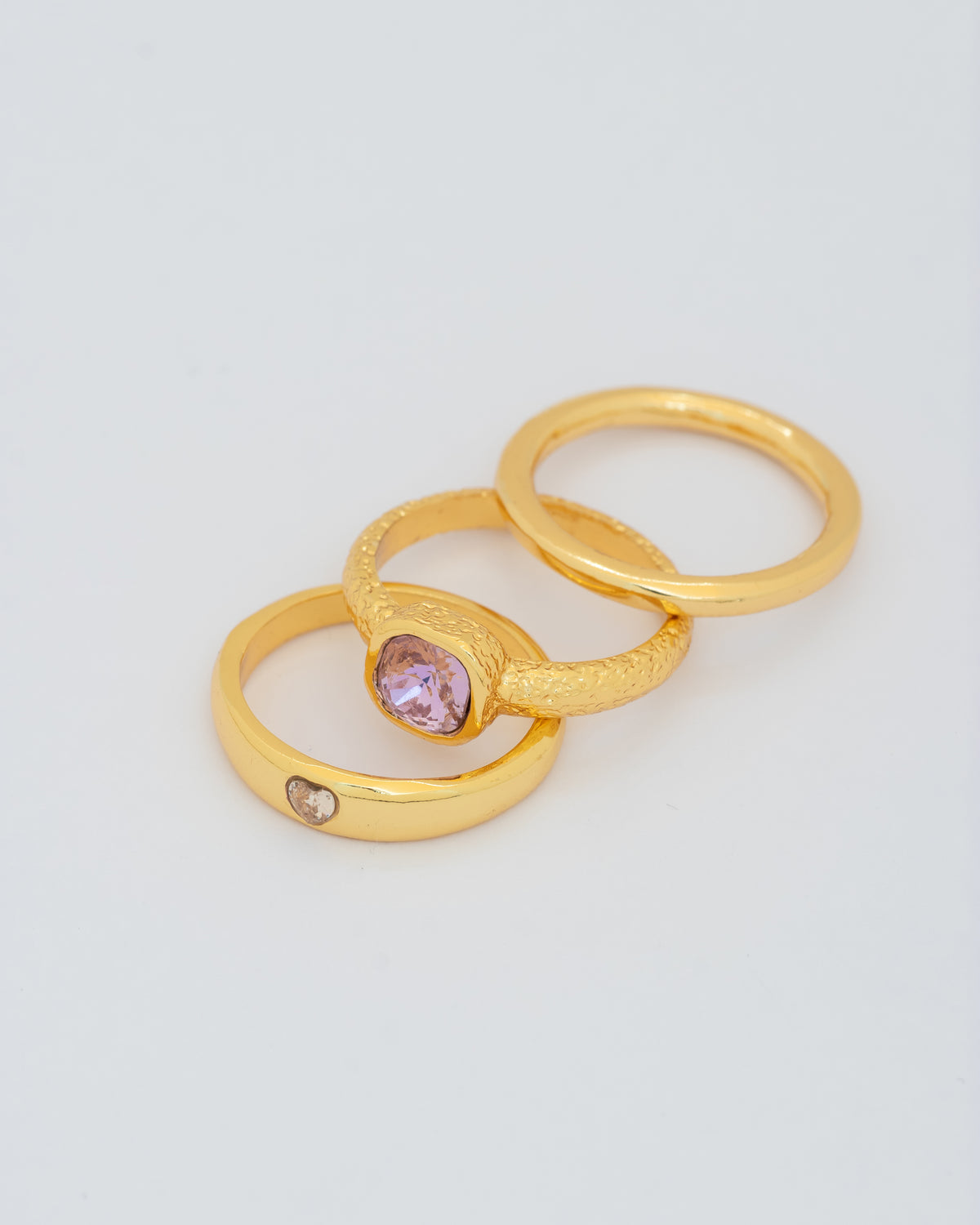 Set X3 Anillos Cristal Lila