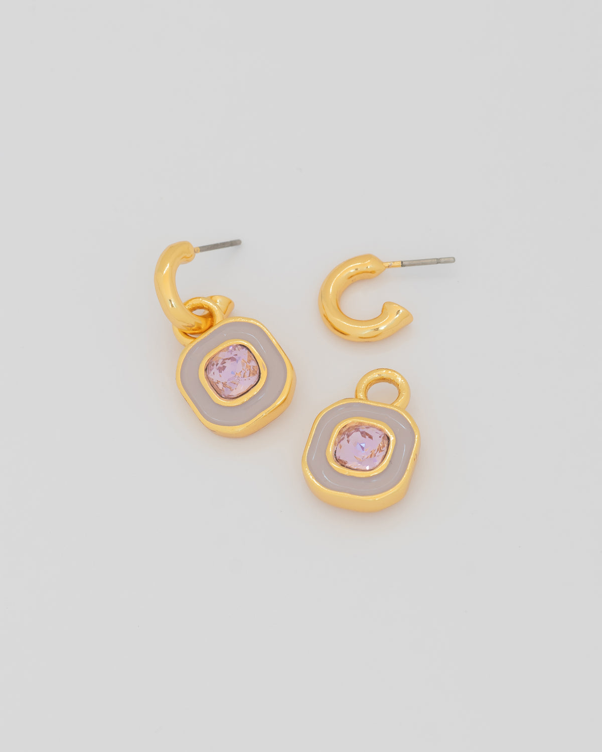 Aretes 2 en 1 Cristal Lila