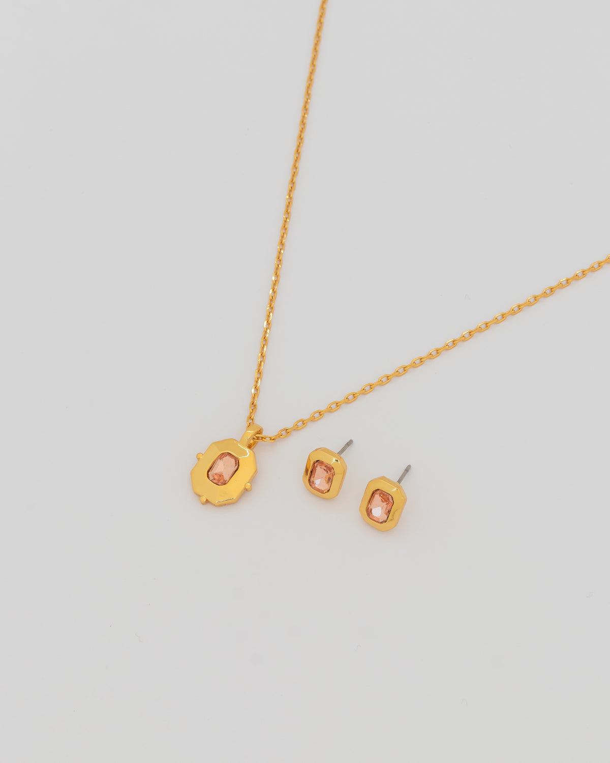 Collar + Aretes Cristal Palo Rosa