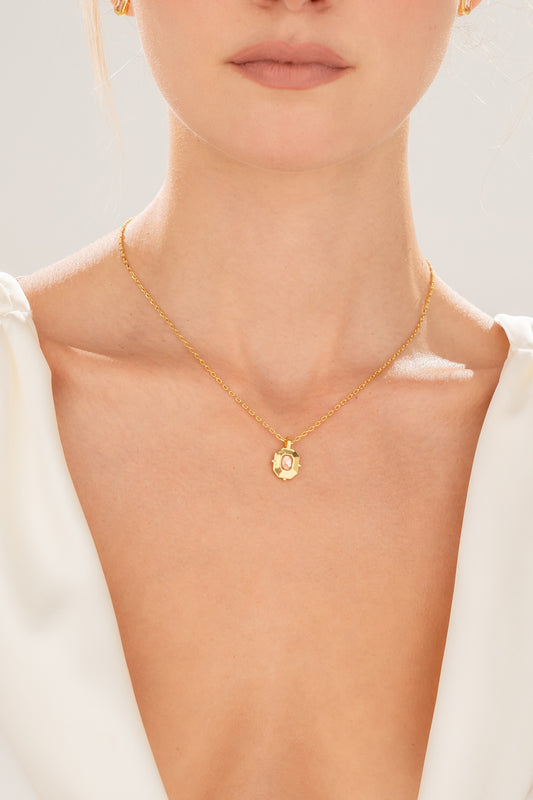 Collar + Aretes Cristal Palo Rosa