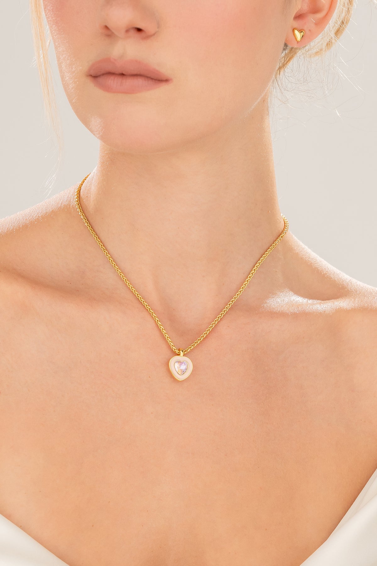 Collar Corazón Cristal Nude
