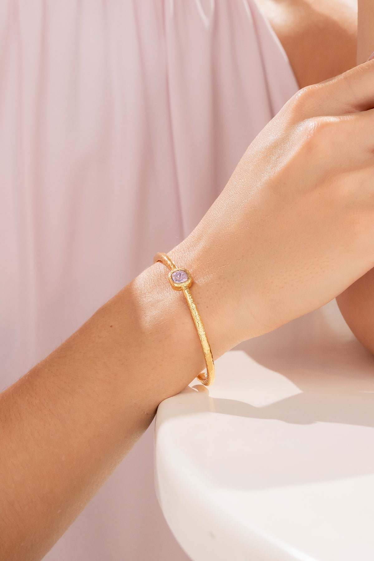 Brazalete Cristal Rosa Textura