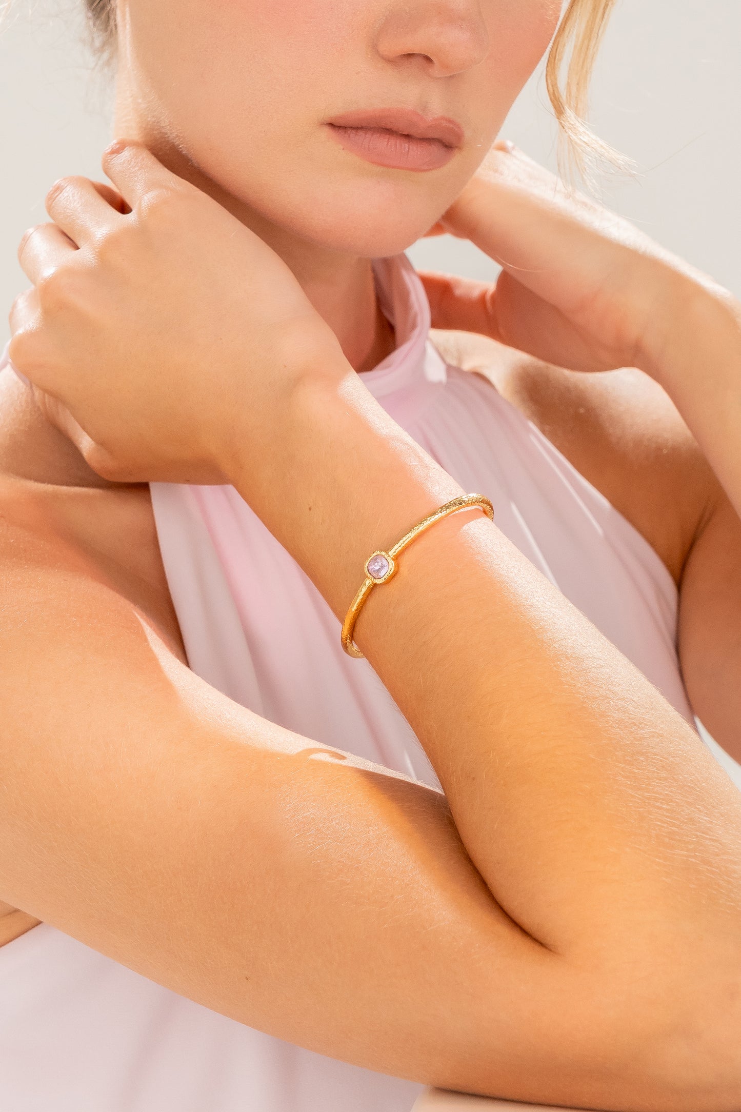 Brazalete Cristal Rosa Textura