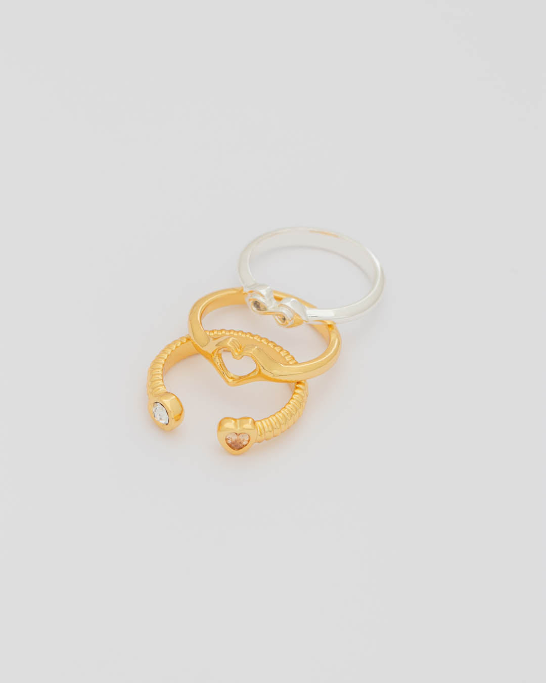 Set X3 Anillos Bicolor Cristal