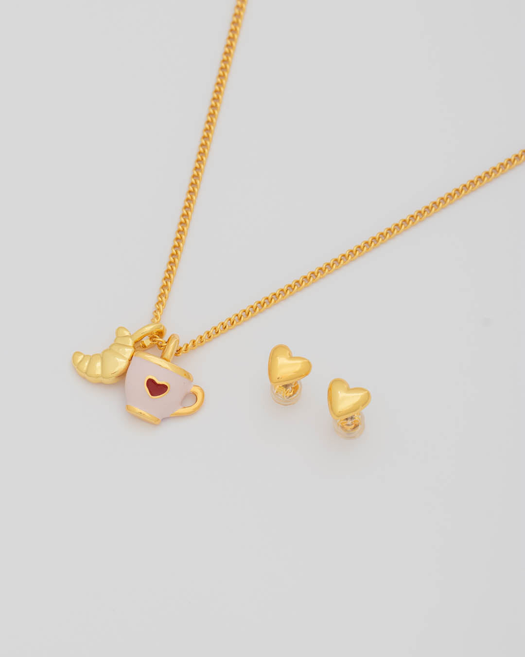 Collar Taza Corazón + Aretes