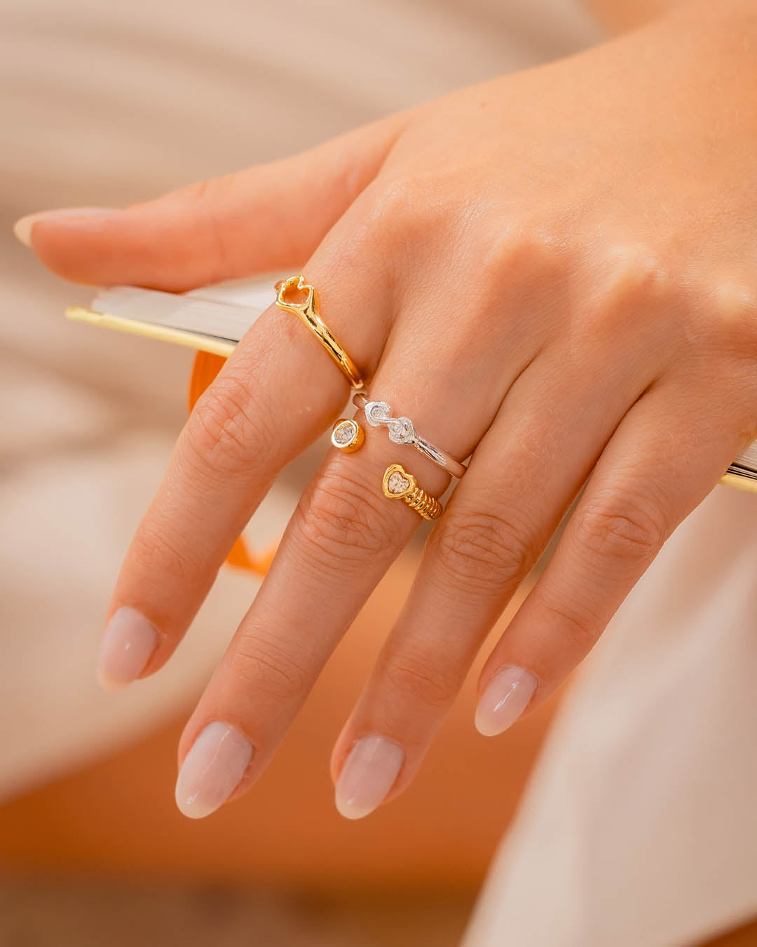 Set X3 Anillos Bicolor Cristal