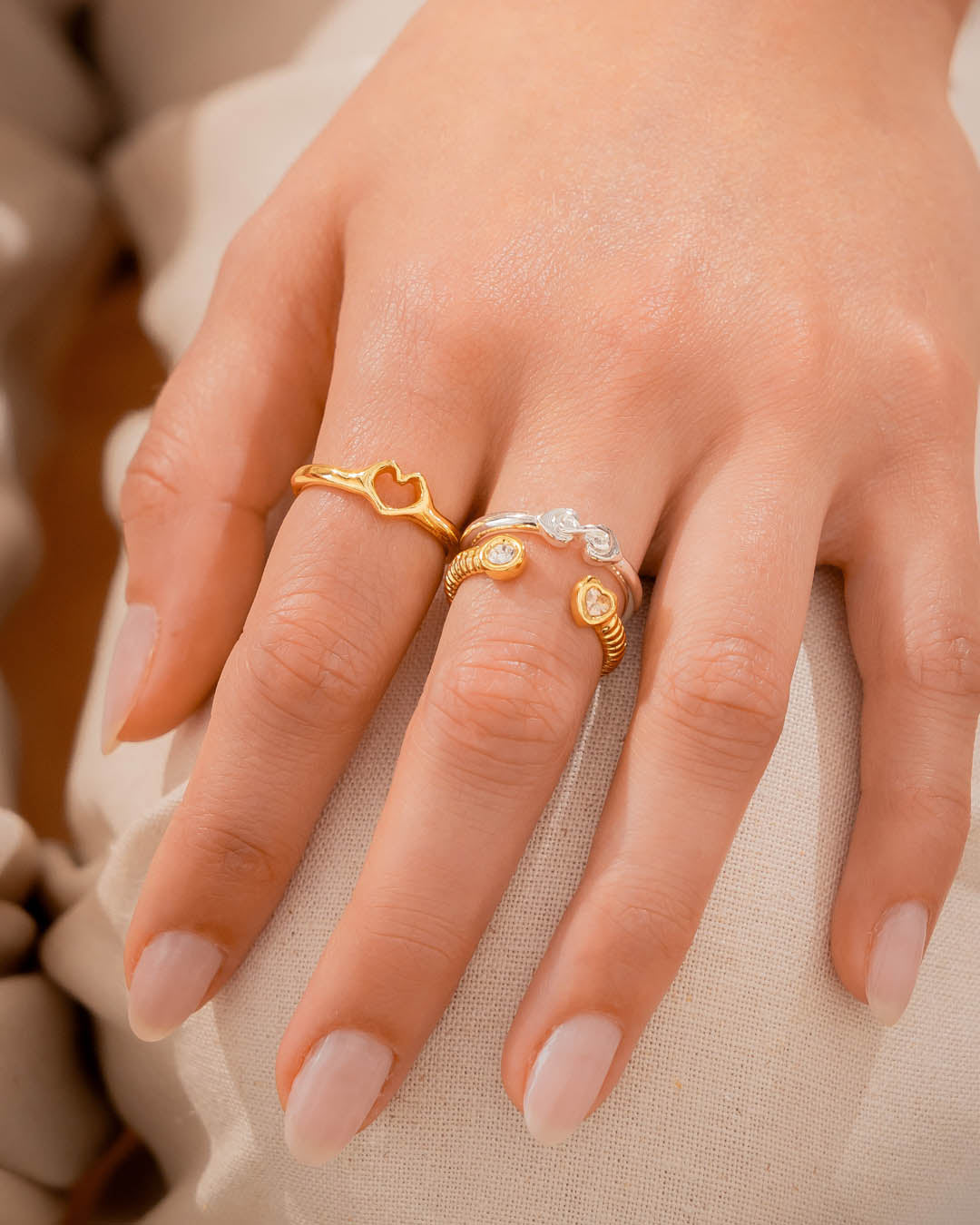 Set X3 Anillos Bicolor Cristal
