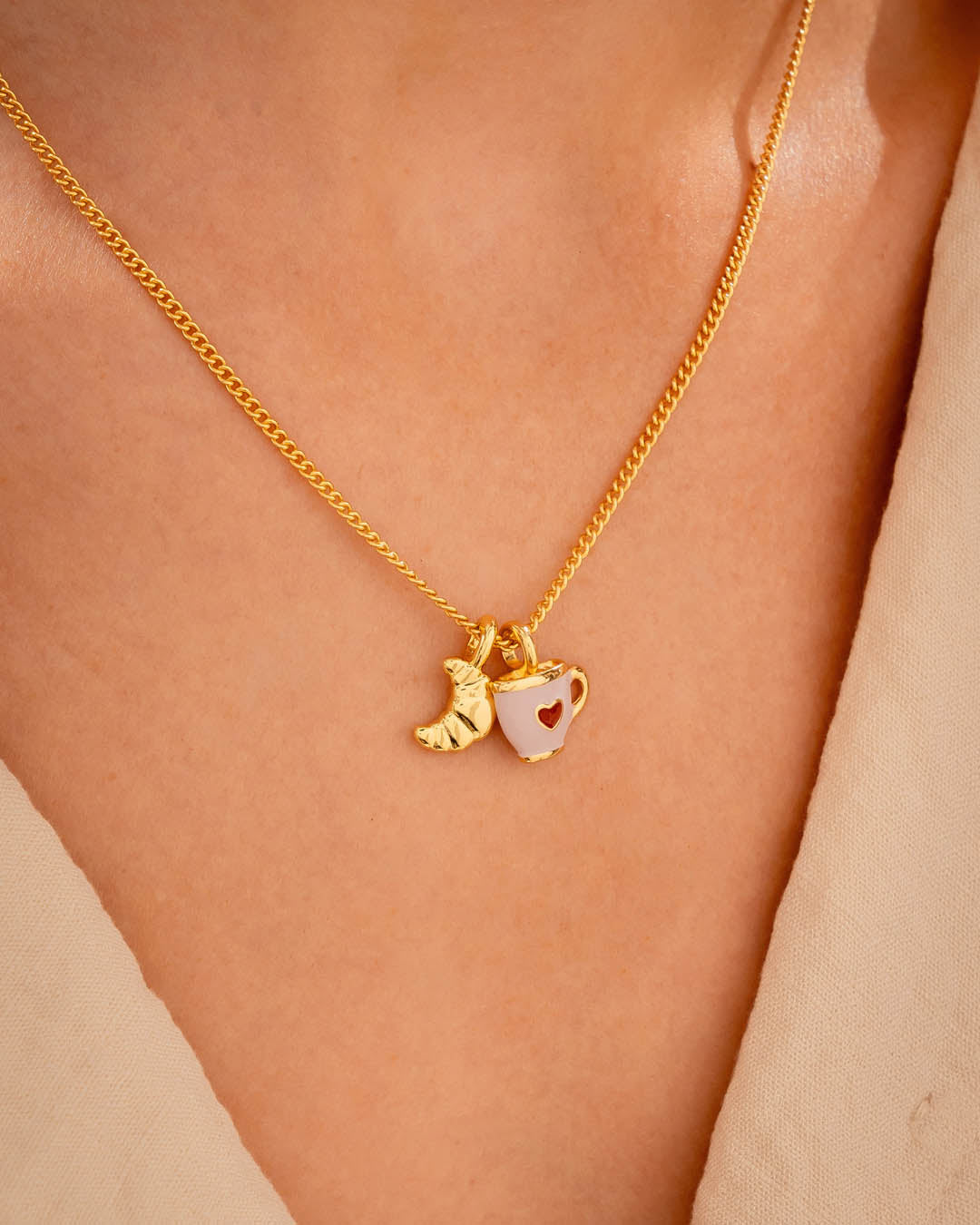 Collar Taza Corazón + Aretes