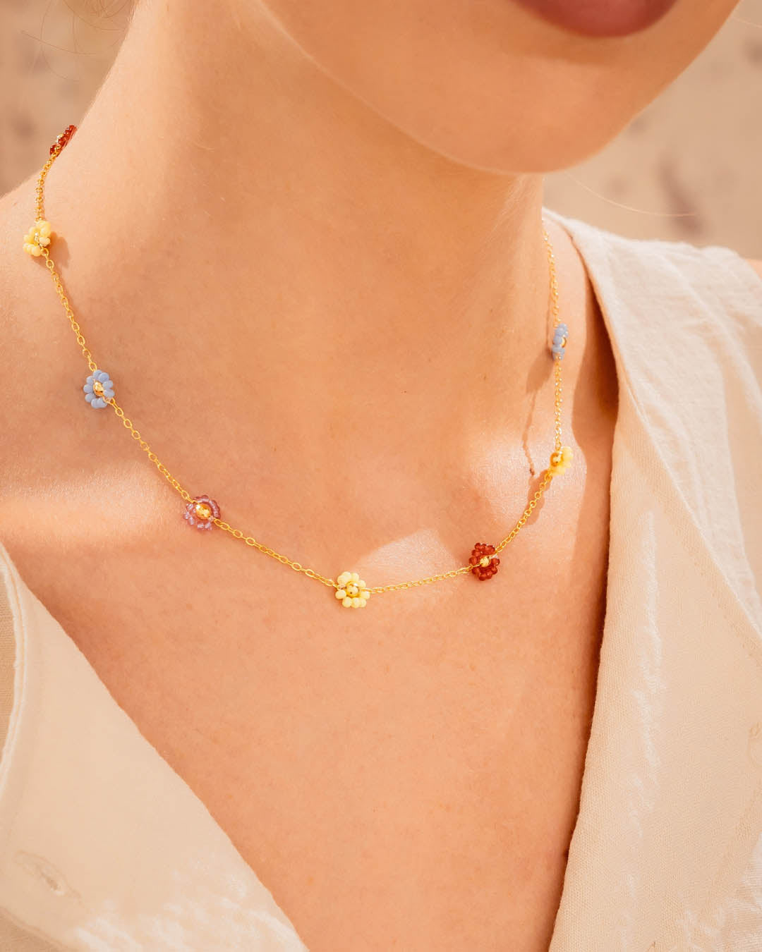 Choker Flores Multicolor + Aretes