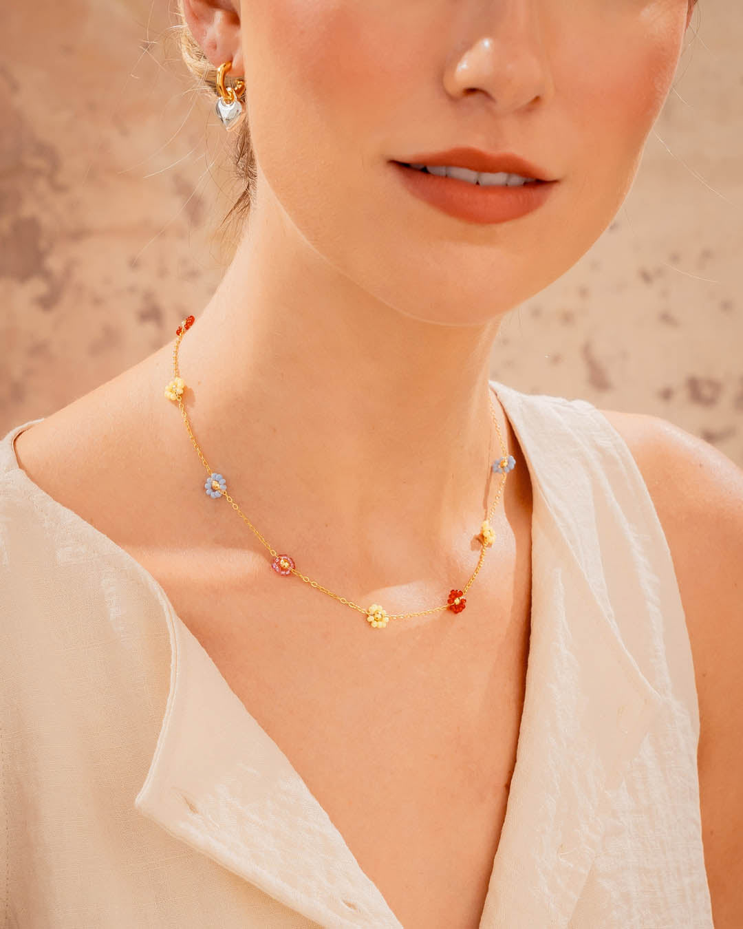 Choker Flores Multicolor + Aretes